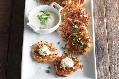 Potato Latkes with Whipped Cream Cheese and Everything Spice