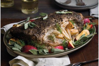 Sage and Cumin Rubbed Pork Loin Stuffed with Apples, Fennel and Onion