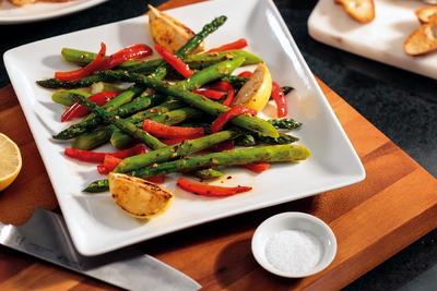 Sautéed Asparagus and Red Bell Peppers with a Honey Lemon Pepper Glaze